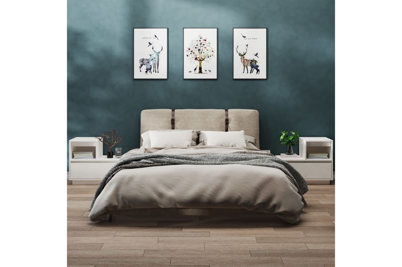 beBasic Nattbord 2 stk hvit 60x34x51 heltre furu - Hvit - Møbler - Bord - Avlastningsbord - Sengebord & nattbord