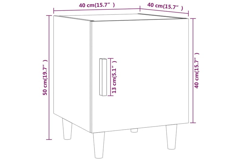 beBasic Nattbord 2 stk hvit konstruert tre - Hvit - Sengebord & nattbord