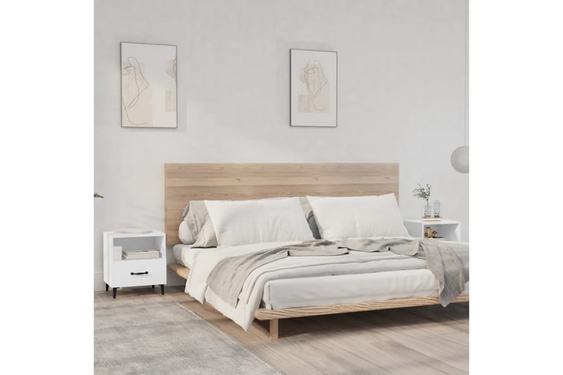 beBasic Nattbord 2 stk hvit konstruert tre - Hvit - Møbler - Bord - Avlastningsbord - Sengebord & nattbord