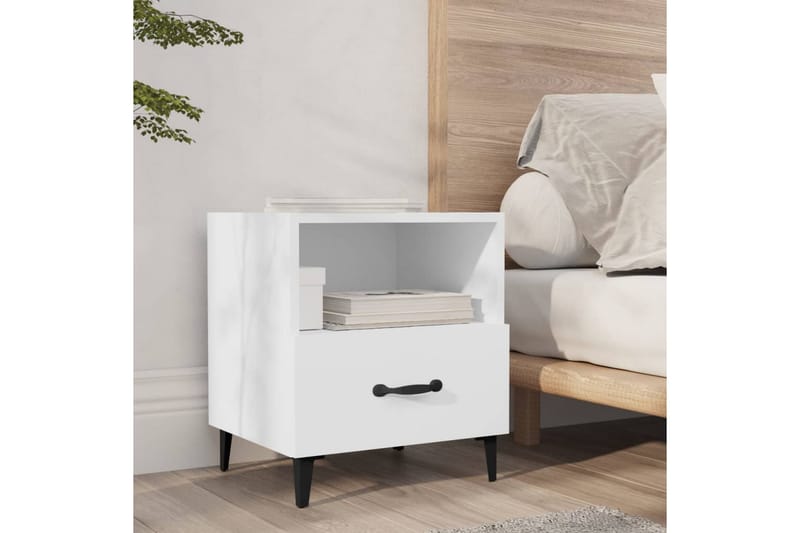 beBasic Nattbord 2 stk hvit konstruert tre - Hvit - Møbler - Bord - Avlastningsbord - Sengebord & nattbord