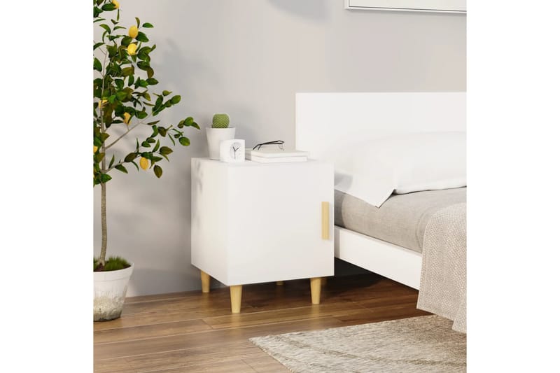 beBasic Nattbord 2 stk hvit konstruert tre - Hvit - Møbler - Bord - Avlastningsbord - Sengebord & nattbord