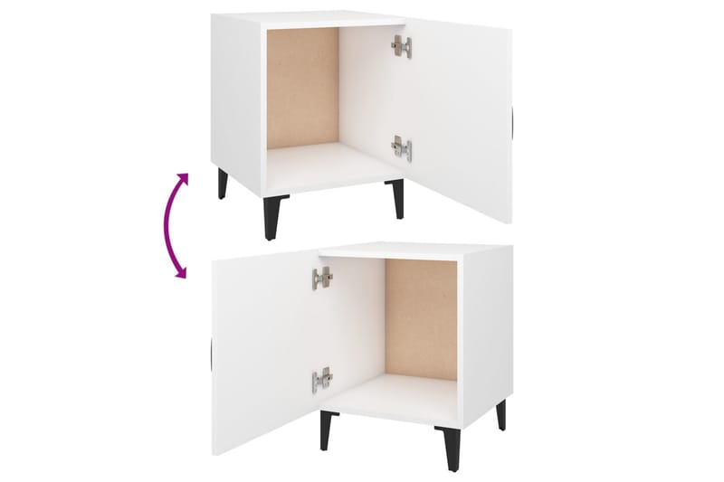 beBasic Nattbord 2 stk hvit konstruert tre - Hvit - Møbler - Bord - Avlastningsbord - Sengebord & nattbord