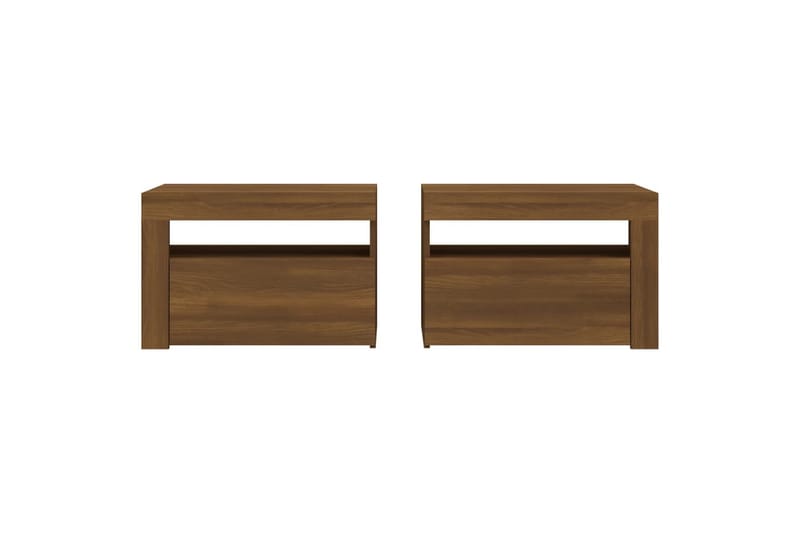 beBasic Nattbord 2 stk med LED brun eik 60x35x40 cm - Brun - Møbler - Bord - Avlastningsbord - Sengebord & nattbord