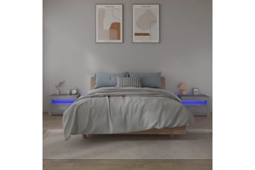 beBasic Nattbord 2 stk med LED grå sonoma 60x35x40 cm - GrÃ¥ - Møbler - Bord - Avlastningsbord - Sengebord & nattbord