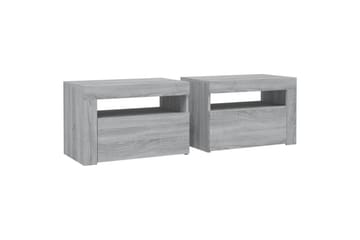 beBasic Nattbord 2 stk med LED grå sonoma 60x35x40 cm - GrÃ¥ - Møbler - Bord - Avlastningsbord - Sengebord & nattbord