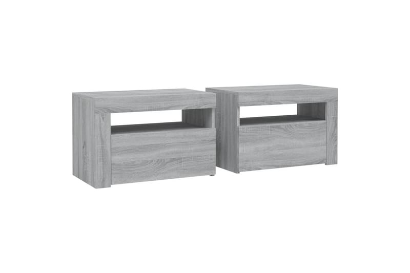 beBasic Nattbord 2 stk med LED grå sonoma 60x35x40 cm - GrÃ¥ - Sengebord & nattbord