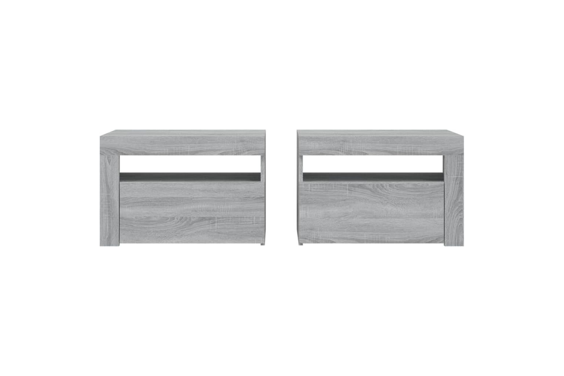 beBasic Nattbord 2 stk med LED grå sonoma 60x35x40 cm - GrÃ¥ - Møbler - Bord - Avlastningsbord - Sengebord & nattbord