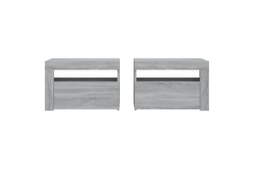 beBasic Nattbord 2 stk med LED grå sonoma 60x35x40 cm - GrÃ¥ - Møbler - Bord - Avlastningsbord - Sengebord & nattbord