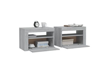beBasic Nattbord 2 stk med LED grå sonoma 60x35x40 cm - GrÃ¥ - Møbler - Bord - Avlastningsbord - Sengebord & nattbord