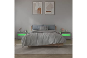 beBasic Nattbord 2 stk med LED grå sonoma 60x35x40 cm - GrÃ¥ - Møbler - Bord - Avlastningsbord - Sengebord & nattbord