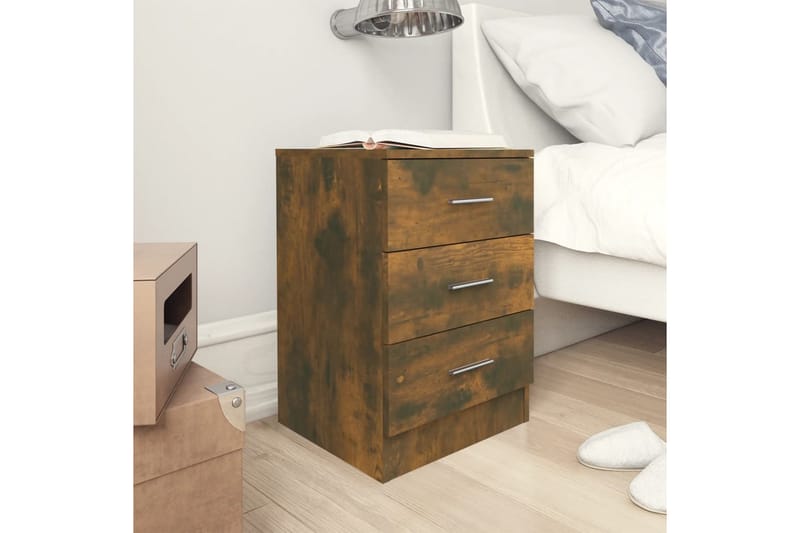 beBasic Nattbord 2 stk røkt eik 38x35x56 cm konstruert tre - Brun - Møbler - Bord - Avlastningsbord - Sengebord & nattbord