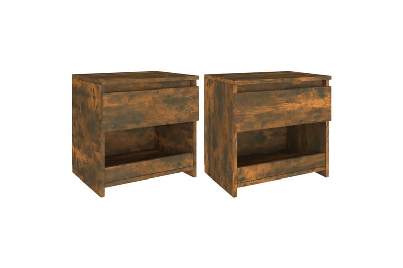 beBasic Nattbord 2 stk røkt eik 40x30x39 cm konstruert tre - Brun - Møbler - Bord - Avlastningsbord - Sengebord & nattbord