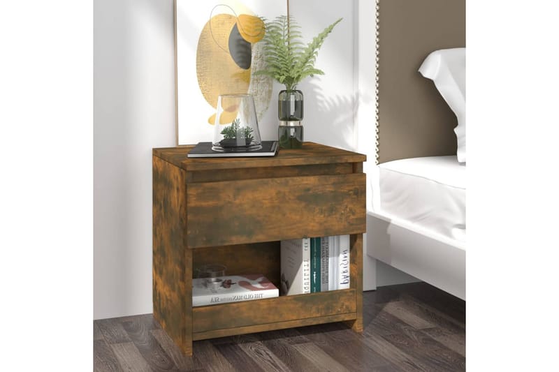 beBasic Nattbord 2 stk røkt eik 40x30x39 cm konstruert tre - Brun - Møbler - Bord - Avlastningsbord - Sengebord & nattbord