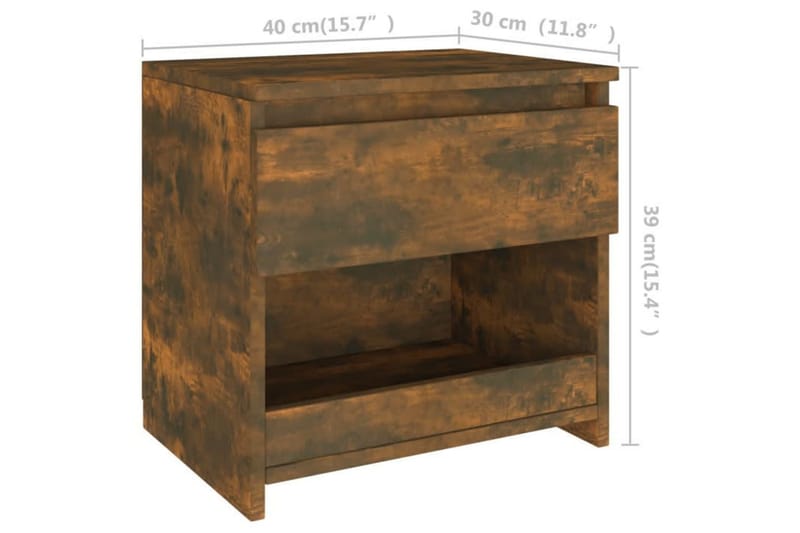 beBasic Nattbord 2 stk røkt eik 40x30x39 cm konstruert tre - Brun - Møbler - Bord - Avlastningsbord - Sengebord & nattbord