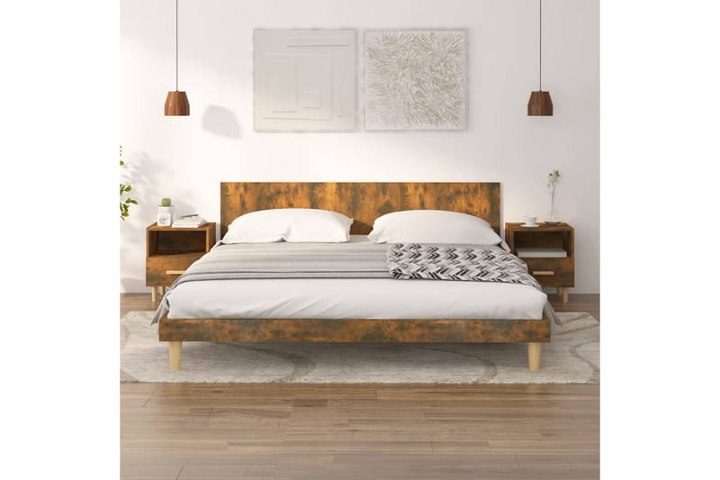 beBasic Nattbord 2 stk røkt eik 40x35x47 cm - Brun - Møbler - Bord - Avlastningsbord - Sengebord & nattbord