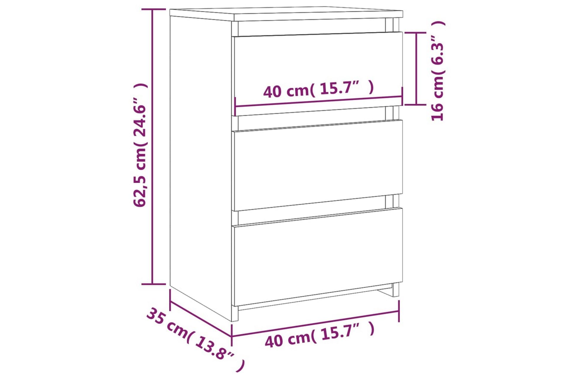 beBasic Nattbord 2 stk røkt eik 40x35x62,5 cm konstruert tre - Brun - Møbler - Bord - Avlastningsbord - Sengebord & nattbord