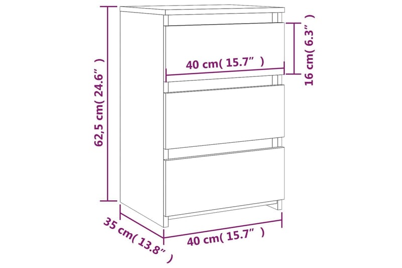 beBasic Nattbord 2 stk røkt eik 40x35x62,5 cm konstruert tre - Brun - Sengebord & nattbord