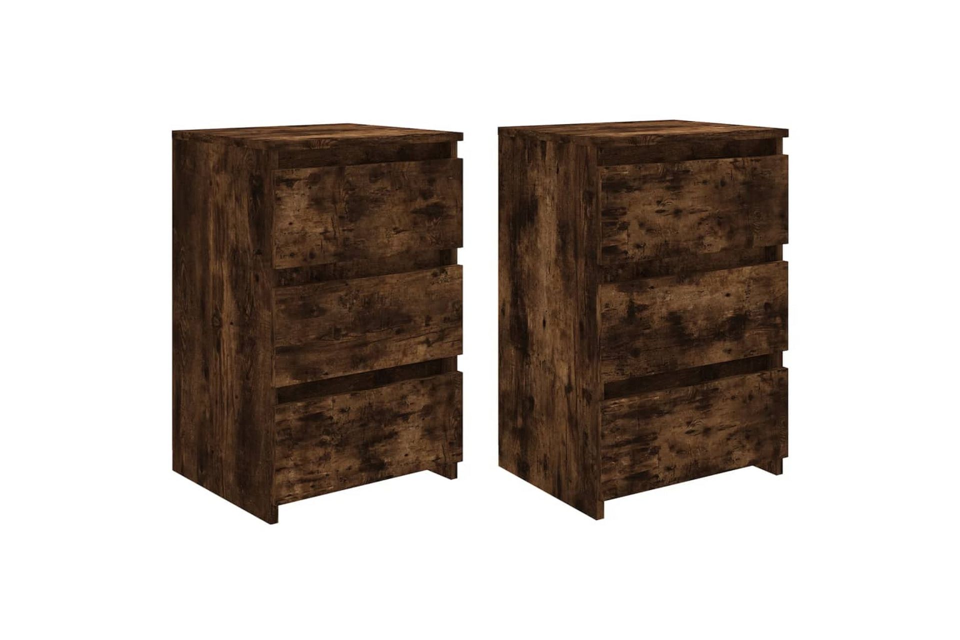beBasic Nattbord 2 stk røkt eik 40x35x62,5 cm konstruert tre - Brun - Møbler - Bord - Avlastningsbord - Sengebord & nattbord