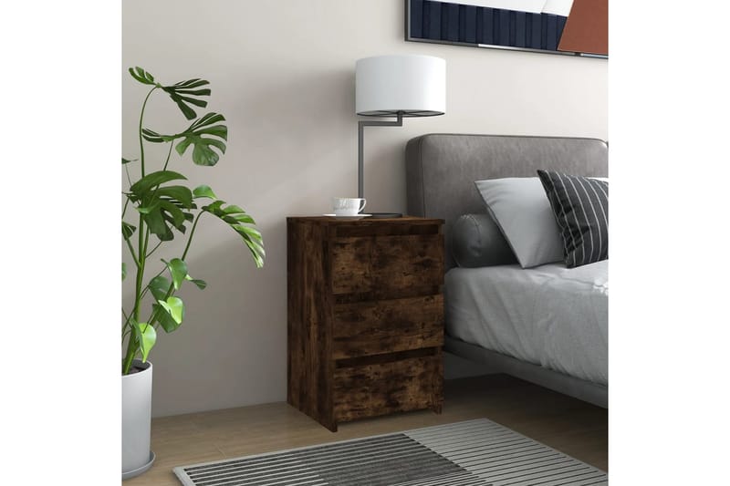 beBasic Nattbord 2 stk røkt eik 40x35x62,5 cm konstruert tre - Brun - Møbler - Bord - Avlastningsbord - Sengebord & nattbord