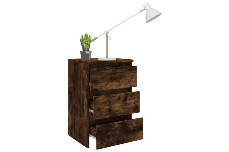 beBasic Nattbord 2 stk røkt eik 40x35x62,5 cm konstruert tre - Brun - Møbler - Bord - Avlastningsbord - Sengebord & nattbord