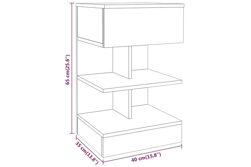 beBasic Nattbord 2 stk røkt eik 40x35x65 cm konstruert tre - Brun - Sengebord & nattbord