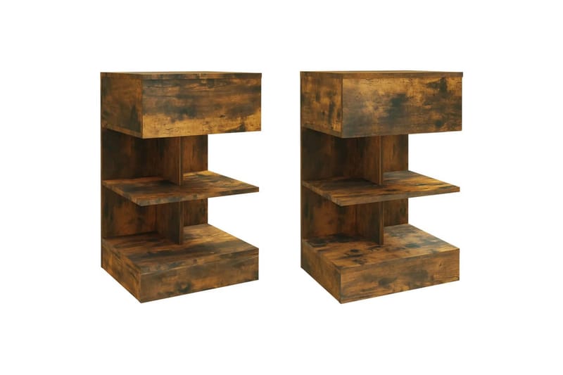 beBasic Nattbord 2 stk røkt eik 40x35x65 cm konstruert tre - Brun - Møbler - Bord - Avlastningsbord - Sengebord & nattbord