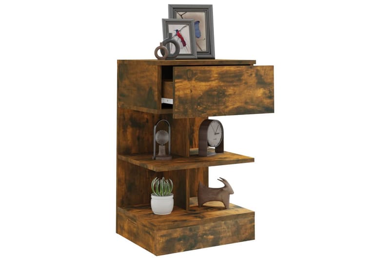 beBasic Nattbord 2 stk røkt eik 40x35x65 cm konstruert tre - Brun - Møbler - Bord - Avlastningsbord - Sengebord & nattbord
