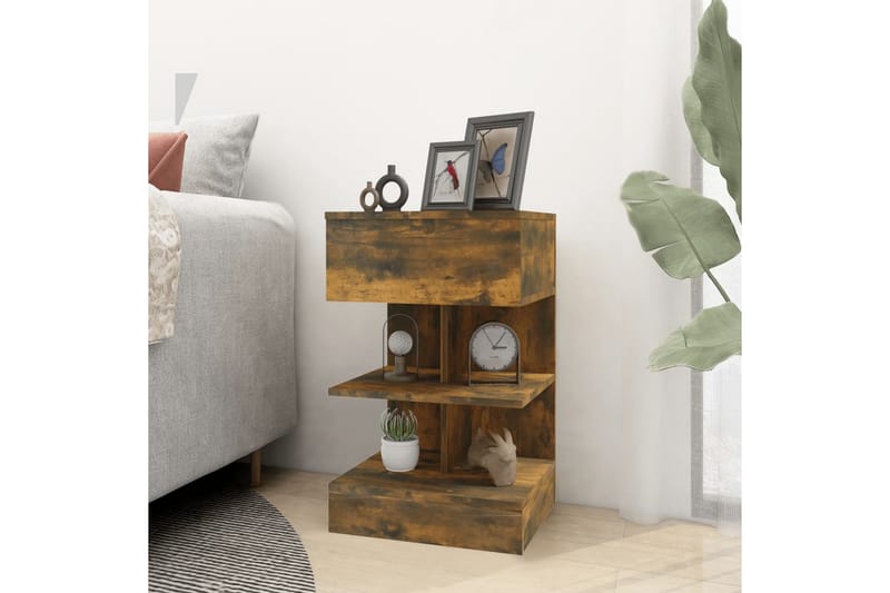 beBasic Nattbord 2 stk røkt eik 40x35x65 cm konstruert tre - Brun - Møbler - Bord - Avlastningsbord - Sengebord & nattbord