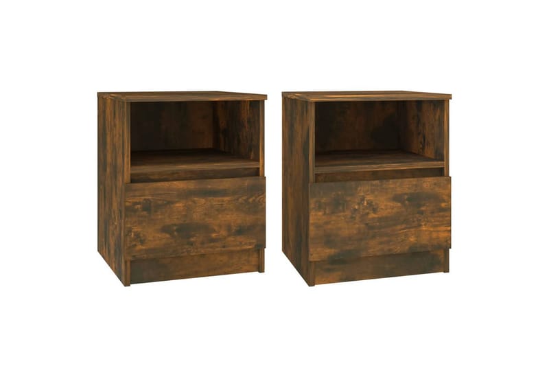 beBasic Nattbord 2 stk røkt eik 40x40x50 cm konstruert tre - Brun - Møbler - Bord - Avlastningsbord - Sengebord & nattbord