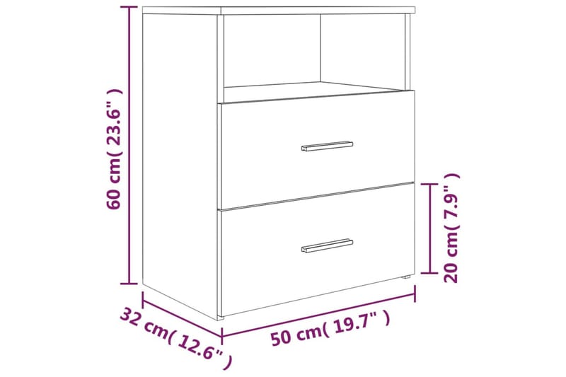 beBasic Nattbord 2 stk røkt eik 50x32x60 cm - Brun - Møbler - Bord - Avlastningsbord - Sengebord & nattbord