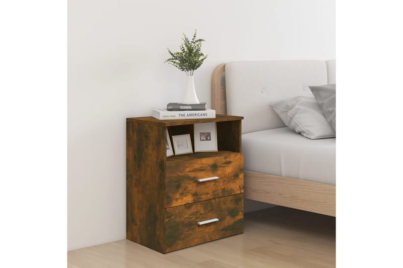 beBasic Nattbord 2 stk røkt eik 50x32x60 cm - Brun - Møbler - Bord - Avlastningsbord - Sengebord & nattbord