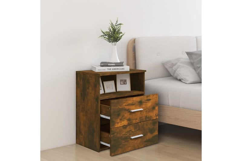 beBasic Nattbord 2 stk røkt eik 50x32x60 cm - Brun - Møbler - Bord - Avlastningsbord - Sengebord & nattbord