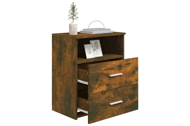 beBasic Nattbord 2 stk røkt eik 50x32x60 cm - Brun - Møbler - Bord - Avlastningsbord - Sengebord & nattbord