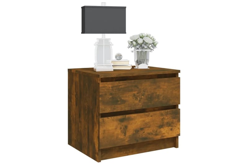 beBasic Nattbord 2 stk røkt eik 50x39x43,5 cm konstruert tre - Brun - Møbler - Bord - Avlastningsbord - Sengebord & nattbord