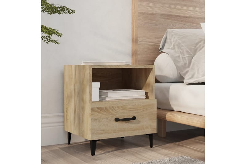 beBasic Nattbord 2 stk sonoma eik konstruert tre - Brun - Møbler - Bord - Avlastningsbord - Sengebord & nattbord