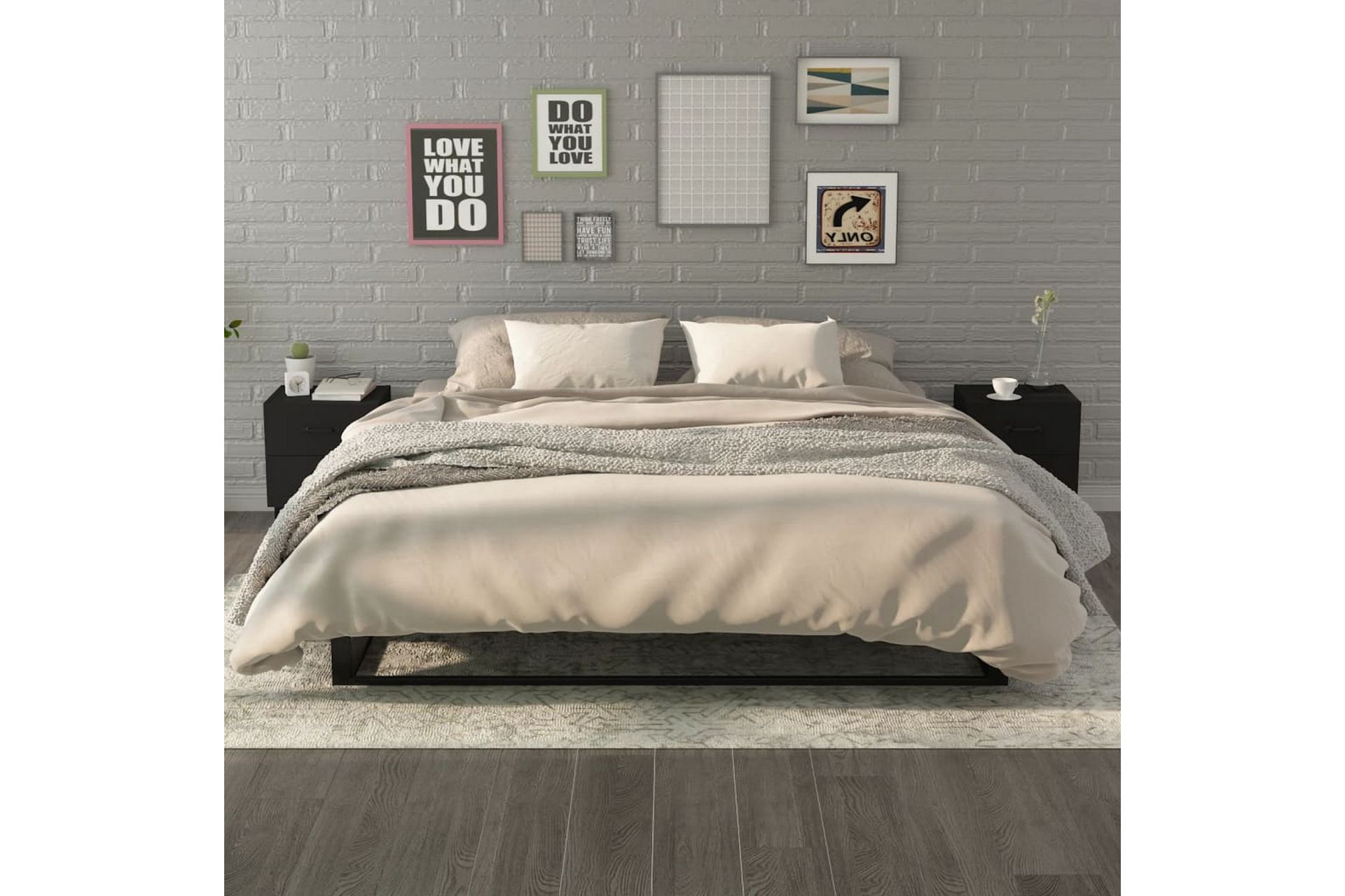 beBasic Nattbord 2 stk svart 40x35x47,5 cm - Svart - Møbler - Bord - Avlastningsbord - Sengebord & nattbord