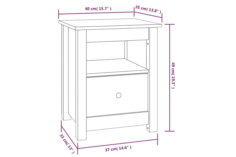 beBasic Nattbord 2 stk svart 40x35x49 heltre furu - Svart - Møbler - Bord - Avlastningsbord - Sengebord & nattbord