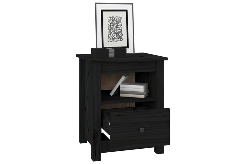 beBasic Nattbord 2 stk svart 40x35x49 heltre furu - Svart - Møbler - Bord - Avlastningsbord - Sengebord & nattbord