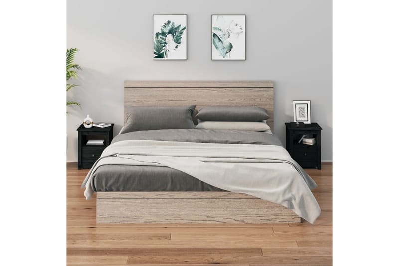 beBasic Nattbord 2 stk svart 40x35x49 heltre furu - Svart - Møbler - Bord - Avlastningsbord - Sengebord & nattbord