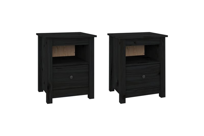 beBasic Nattbord 2 stk svart 40x35x49 heltre furu - Svart - Møbler - Bord - Avlastningsbord - Sengebord & nattbord