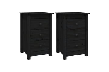 beBasic Nattbord 2 stk svart 40x35x61,5 heltre furu - Svart - Møbler - Bord - Avlastningsbord - Sengebord & nattbord