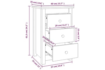 beBasic Nattbord 2 stk svart 40x35x61,5 heltre furu - Svart - Møbler - Bord - Avlastningsbord - Sengebord & nattbord