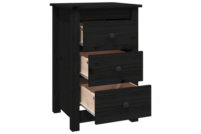 beBasic Nattbord 2 stk svart 40x35x61,5 heltre furu - Svart - Møbler - Bord - Avlastningsbord - Sengebord & nattbord