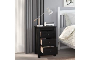 beBasic Nattbord 2 stk svart 40x35x61,5 heltre furu - Svart - Møbler - Bord - Avlastningsbord - Sengebord & nattbord