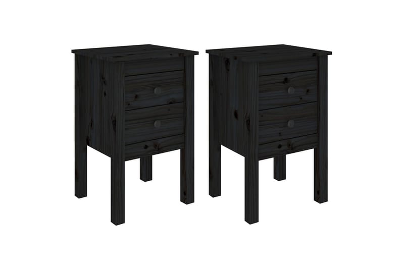 beBasic Nattbord 2 stk svart 40x35x61,5 heltre furu - Svart - Møbler - Bord - Avlastningsbord - Sengebord & nattbord