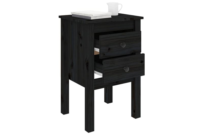 beBasic Nattbord 2 stk svart 40x35x61,5 heltre furu - Svart - Møbler - Bord - Avlastningsbord - Sengebord & nattbord