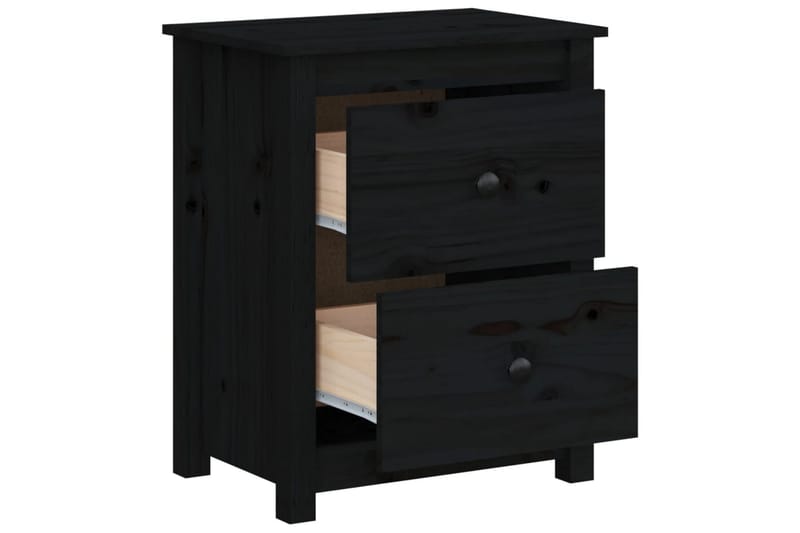 beBasic Nattbord 2 stk svart 50x35x61,5 heltre furu - Svart - Møbler - Bord - Avlastningsbord - Sengebord & nattbord
