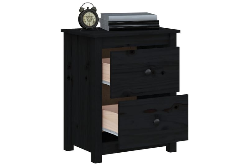 beBasic Nattbord 2 stk svart 50x35x61,5 heltre furu - Svart - Møbler - Bord - Avlastningsbord - Sengebord & nattbord