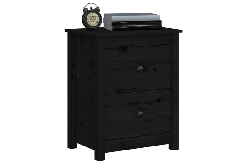 beBasic Nattbord 2 stk svart 50x35x61,5 heltre furu - Svart - Møbler - Bord - Avlastningsbord - Sengebord & nattbord