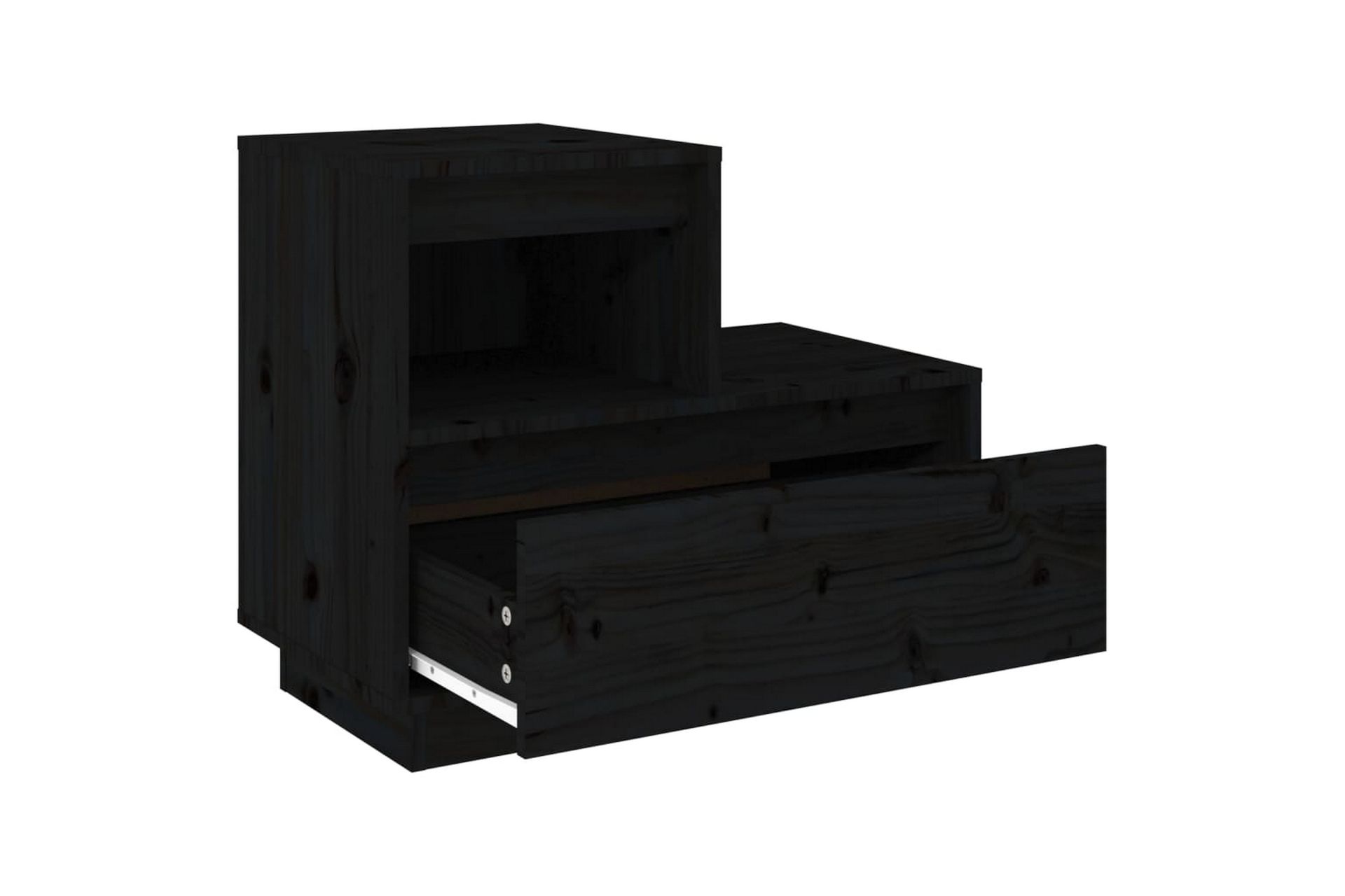 beBasic Nattbord 2 stk svart 60x34x51 heltre furu - Svart - Møbler - Bord - Avlastningsbord - Sengebord & nattbord